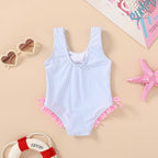 YOUNGER TREE Toddler Swimsuit Girl Cute Stripe One-Piece Ruffle Swimwear Baby - Image 2