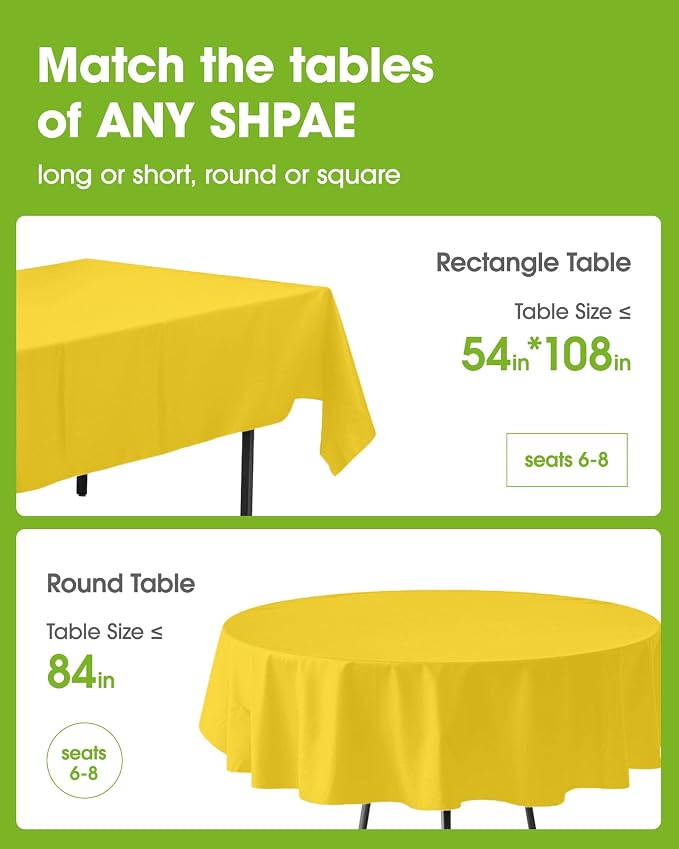 Pureegg Plastic Table Cloth Disposable 8 Pack, 54 x 108 Inch Table Cloths - Image 2