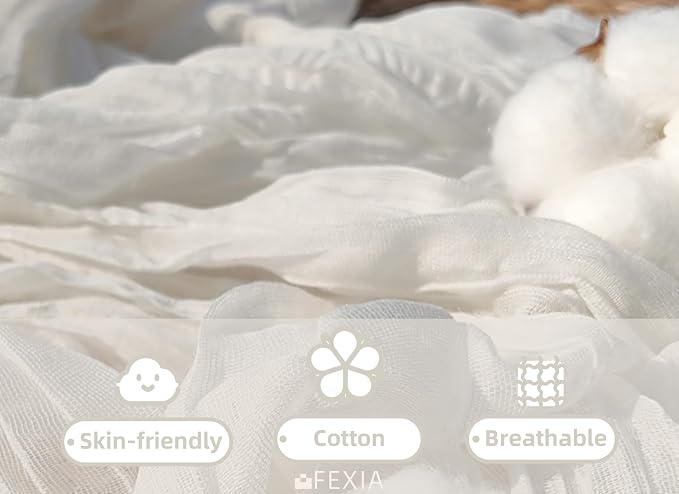 FEXIA White Gauze Cheesecloth Table Runner Spring Wedding Decor - Image 4