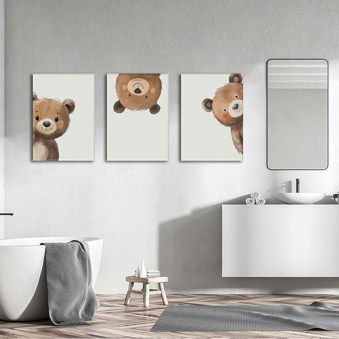 AOYUSMO 3 Piece Baby Bear Canvas Wall Art - Image 5