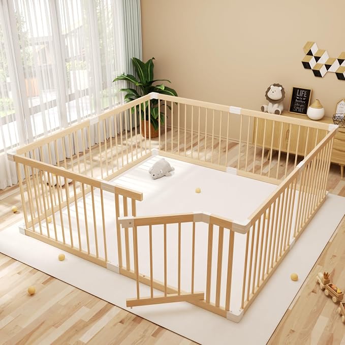 Extra Large Wooden Baby Playpen, Play Pen by Unknown