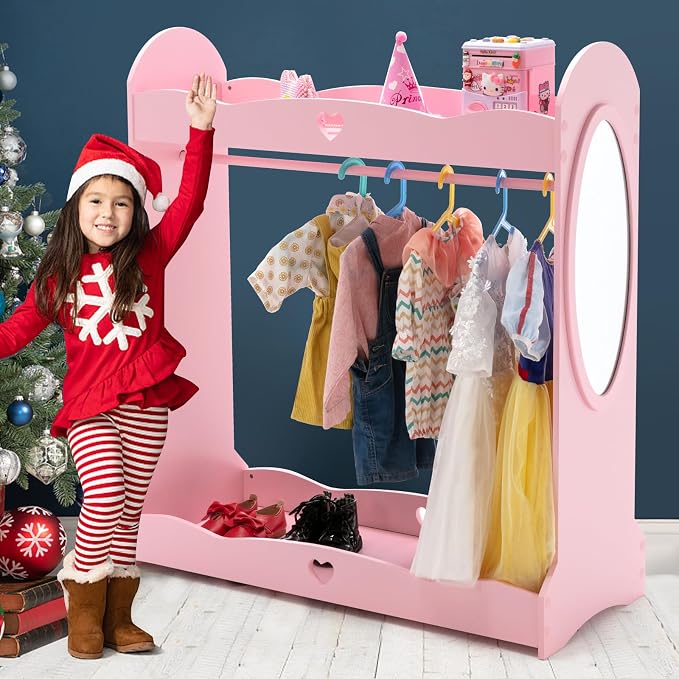 COSVALVE Kids Armoire Dress-Up Storage w/Mirror, Dress up Closet, Open Hanging by COSVALVE