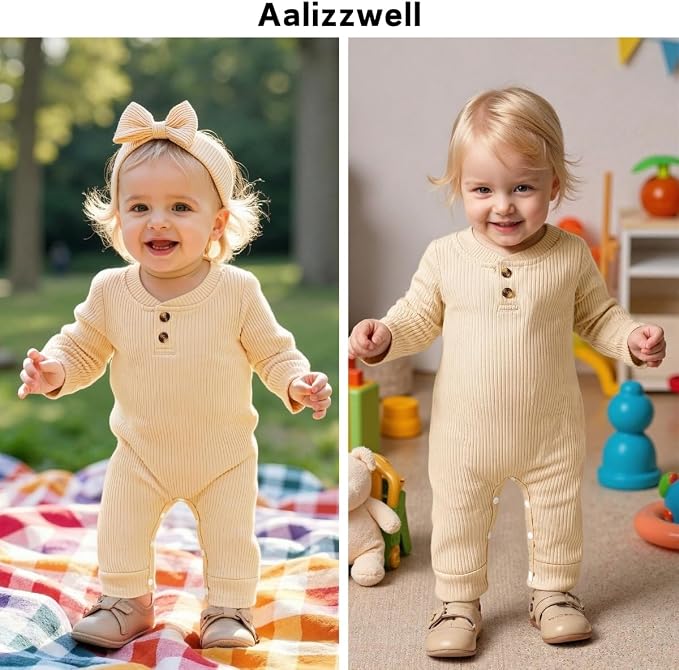 Aalizzwell Newborn Baby Ribbed Romper - Image 2