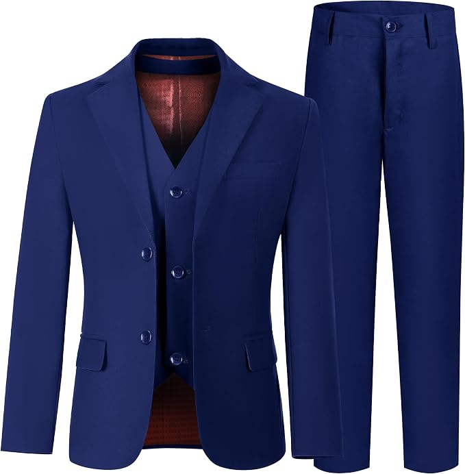 Boys' 3 Piece Suit Set with Suit Jacket, Formal Tuxedos Slim Fit Ring Bearer by Hipfun