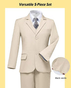 Boys’ Formal Suit 5 Piece Set, Toddler Tuxedos - Image 4