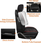 Pariitadin Leather Car Seat Covers Front Pair, Waterproof Faux Leather Seat - Image 5