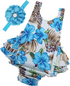 Baby Girl's Floral Print Ruffles Romper Summer Clothes by PrinceSasa