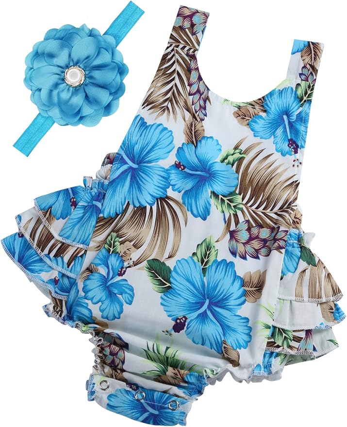 Baby Girl's Floral Print Ruffles Romper Summer Clothes by PrinceSasa