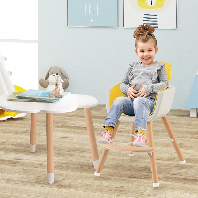 BABY JOY Convertible Baby High Chair, 3 in 1 Wooden Highchair/Booster/Chair - Image 8