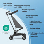 Mompush Jeto Lightweight Travel Stroller – 9.8 lbs Ultra-Compact, One-Hand Fold - Image 5