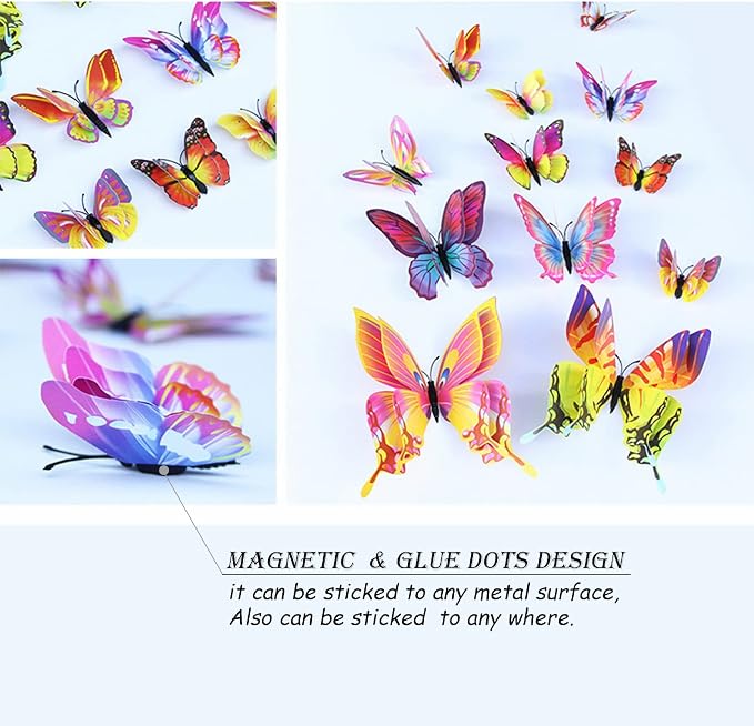 Butterfly Wall Decor 24/48 PCS, 3D Butterflies Stickers - Image 3