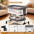 Bassinet Bedside Sleeper, 3-in-1 Baby Bedside Bassinet, 5 Height Adjustable - Image 8