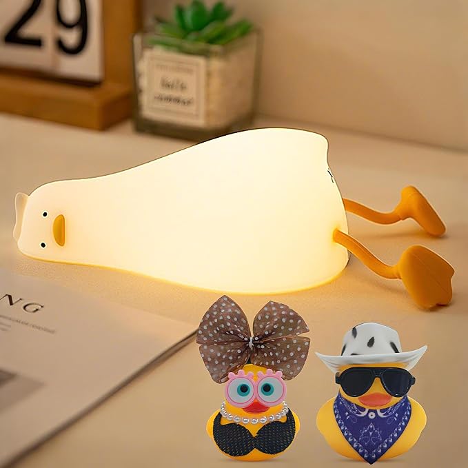 Lying Flat Duck Silicone Night Light, Cute Ducky Lamp by FAMIDUO-BrightenYourLife