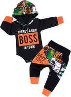 Fommy Newborn Baby Boy Clothes Plaid Letter Print Long Sleeve Hoodies + Long by Fommy