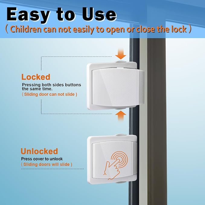 Sliding Door Lock, 2 Pack Child Safety Sliding Glass Door Lock - Image 5