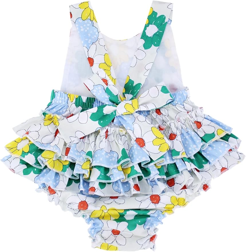 Baby Girl's Floral Print Ruffles Romper Summer Clothes - Image 4