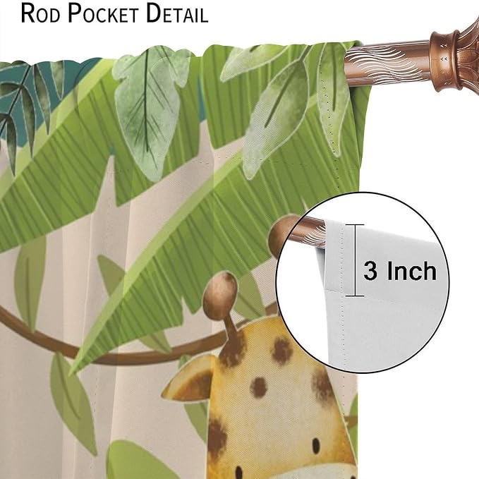 Jungle Animals Curtains Colorful Forest Cartoon Wildlife Lion Giraffe Elephant - Image 6