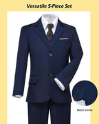 Boys’ Formal Suit 5 Piece Set, Toddler Tuxedos - Image 5