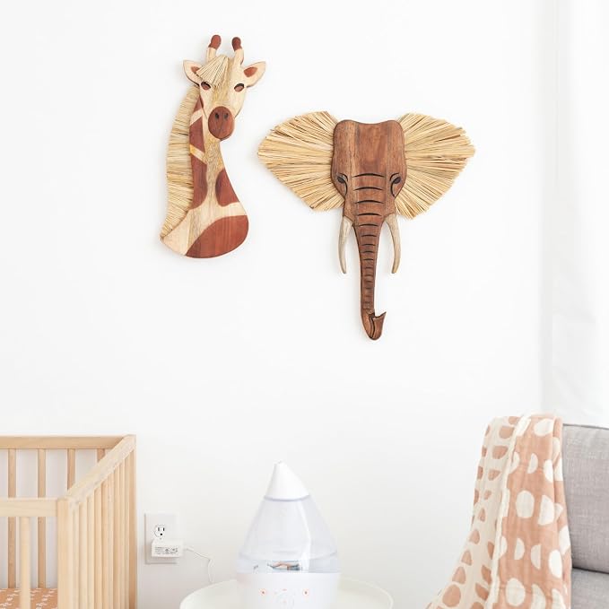 Crane Baby Wooden Safari Wall Decor, Wood Animal Nursery Wall Art, Boho - Image 3