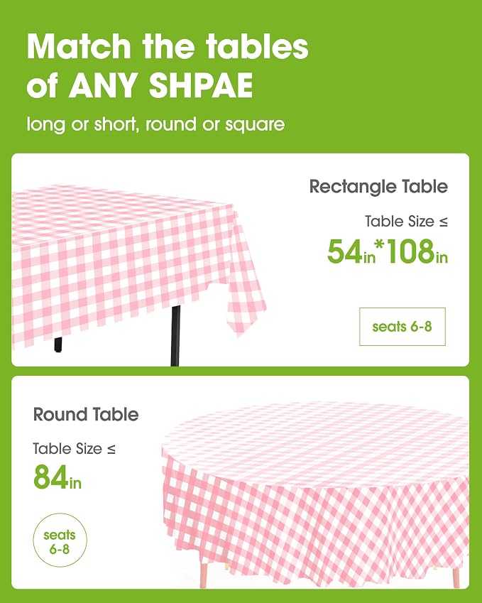 Pureegg Plastic Table Cloth Disposable 8 Pack, 54 x 108 Inch Table Cloths - Image 2