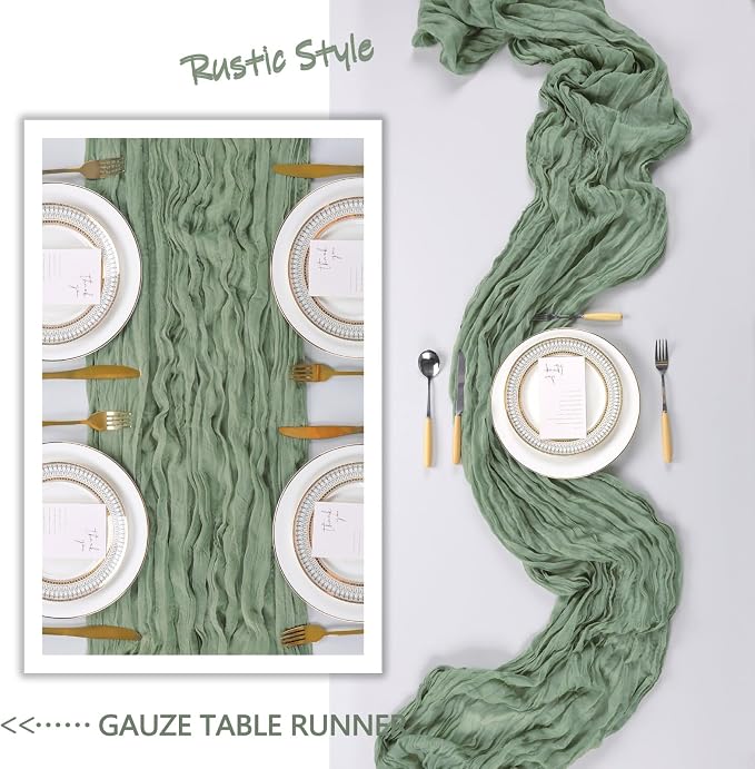 6 Pack Sage Green Cheesecloth Table Runner 10Ft Gauze Cheese Cloth Table Runner - Image 5