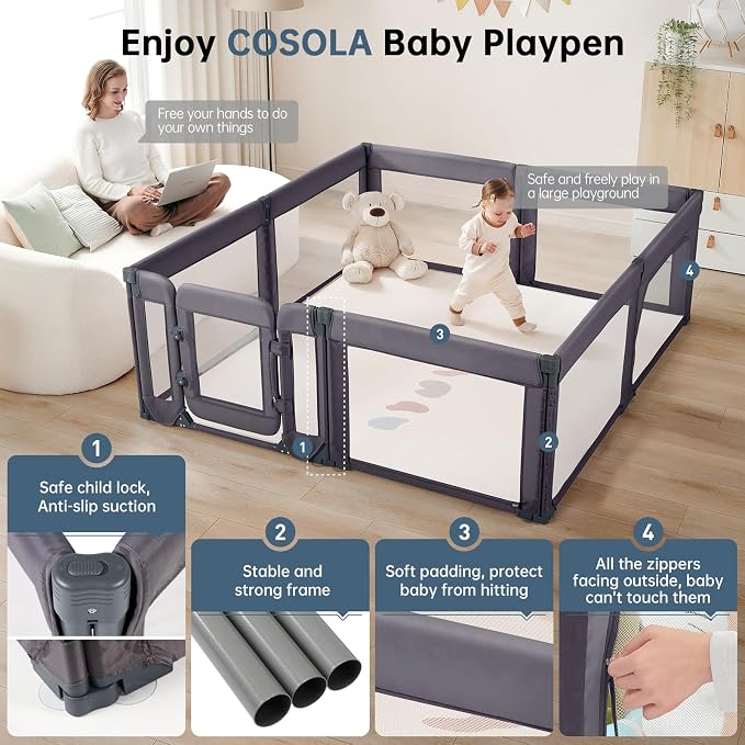 Baby Playpen, Large Play Pen for Babies and Toddlers - Image 3