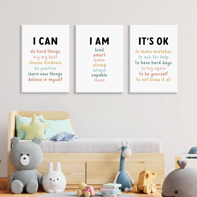 Kids Affirmation Wall Art Positive Canvas Wall Decor Inspirational Quotes Wall - Image 4