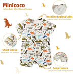 3-Pack 100% Cotton Baby Boy Rompers, 0-24Months Short Sleeve Toddler Romper - Image 4