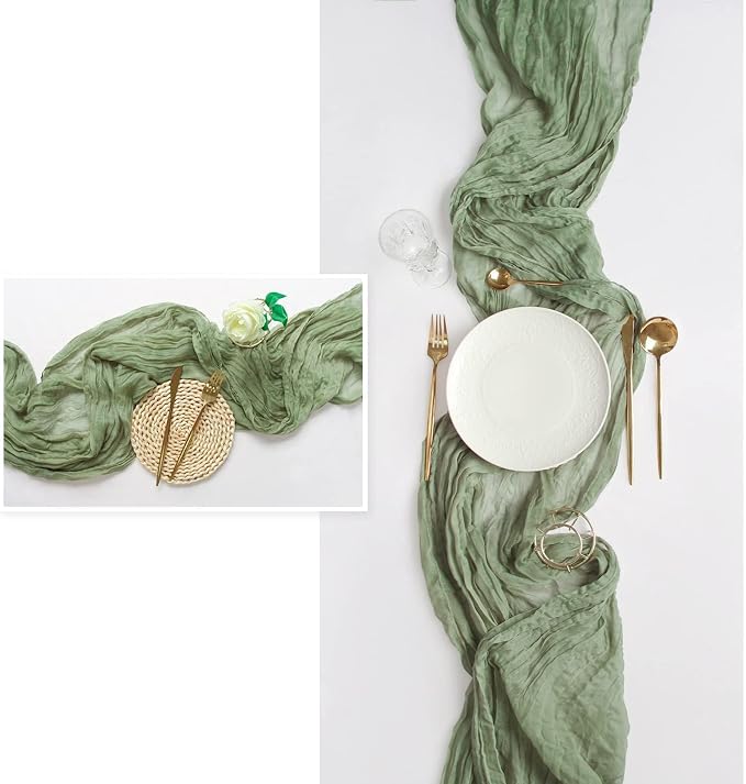 FEXIA 6 Pack Sage Green Table Runner 35x120 Inches - Image 6