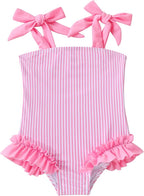 Happy Town Toddler Swimsuit Girl Solid Color Stripe One-Piece Baby Bathing Suits by HappyTown