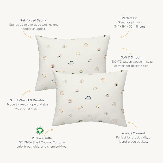 Makemake Organics Organic Toddler Pillowcase GOTS Certified Organic Cotton No - Image 3