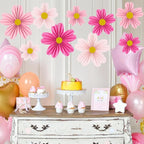 YUNXUAN Pink Party Decorations Paper Fan Paper Flowers Decorations - Image 5