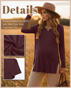 Riyiper 3 Pack Women's Maternity Long Sleeve T-Shirts Round Neck Side Split - Image 3