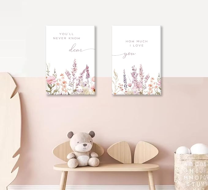 2 Pcs Wildflower Nursery Canvas Wall Art Flower Botanical Sentence Wall Decor - Image 6
