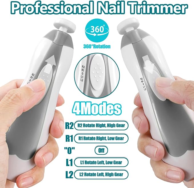 Baby Nail Trimmer Electric, 6 in 1 Rechargeable Baby Nail Clippers Manicure Set - Image 4