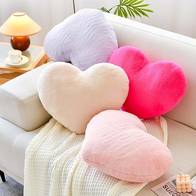 Orange Heart Pillows, Cute Heart Decorative Pillow, Heart Shaped Throw Pillows - Image 3