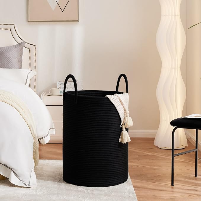 Woven Rope Laundry Basket, 58L Tall Laundry Hamper - Image 9