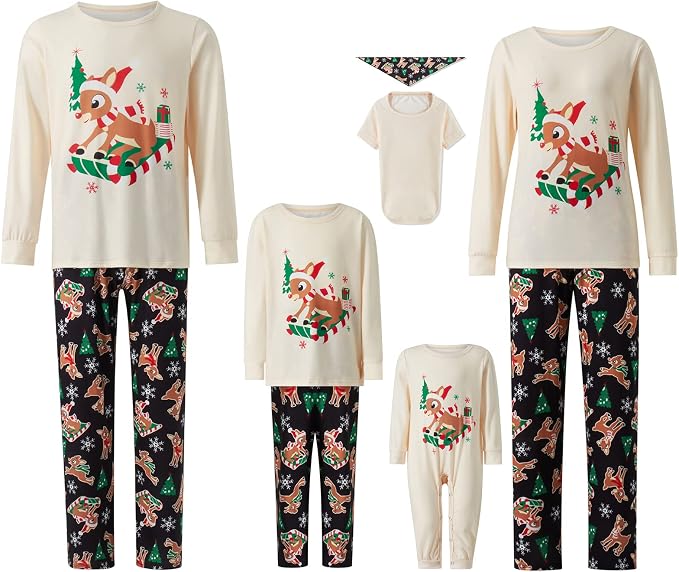 Awoscut Christmas Family Matching Pajamas Christmas Pjs Holiday Nightwear - Image 6