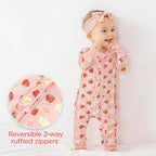 Viscose from Bamboo Ruffled Zippered One-Piece Infant Footless Sleepers Rompers - Image 2