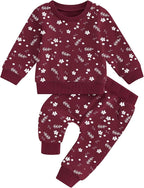 ZOEREA Toddler Baby Girl Clothes Long Sleeve Pullover Tops + Pants Set Floral by ZOEREA