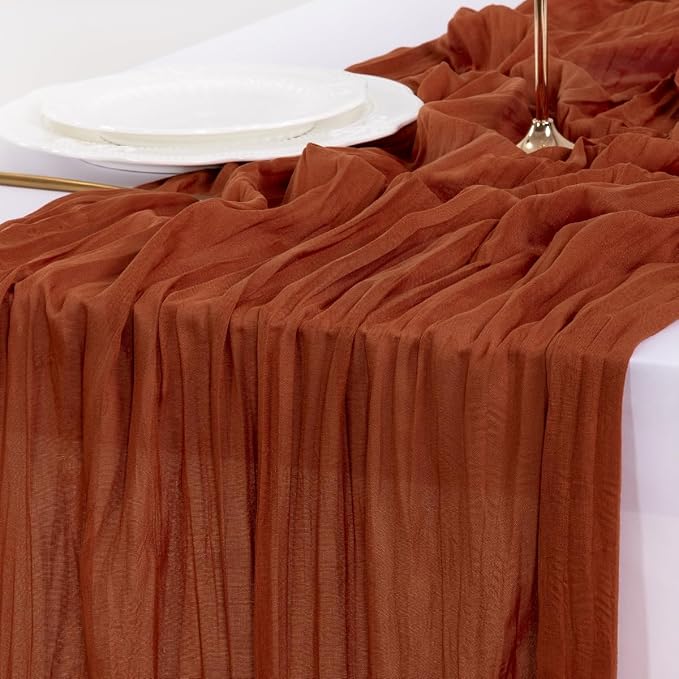 Socomi Terracotta Table Runner Spring Easter Cheesecloth Table Runner 170 inch by Socomi