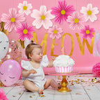 YUNXUAN Pink Party Decorations Paper Fan Paper Flowers Decorations - Image 3
