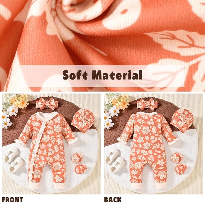 Aalizzwell Baby Girls Romper Outfit Fall Winter Clothes - Image 3