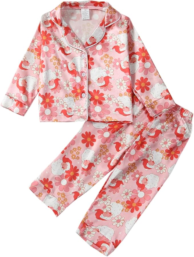 MAINESAKA Baby Boy Girl Pajamas Christmas Red Plaid Print Long Sleeve Lapel by MAINESAKA