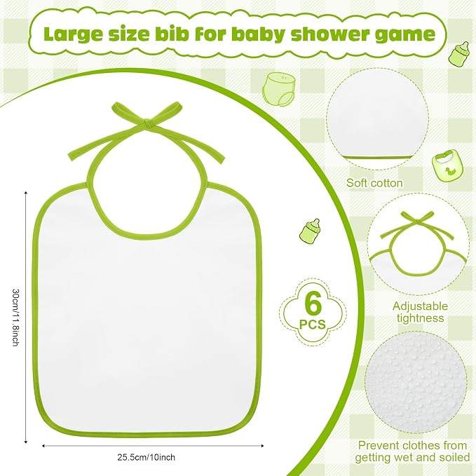 6 Sets Bottle Chug Baby Shower Games Juegos Para Plastic Baby Bottles Bibs - Image 3