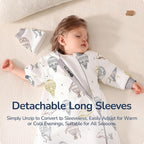Baby Sleep Sack 6-12 Months, Cotton Detachable Long Sleeve Sleep Sack, 1.0 Tog - Image 2