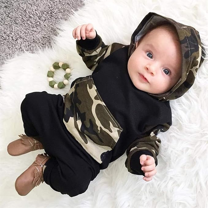 2Pcs Baby Boys Hoodie Tops Pants Set Dinosaur Deer Print Sweatsuit Fall Winter - Image 2