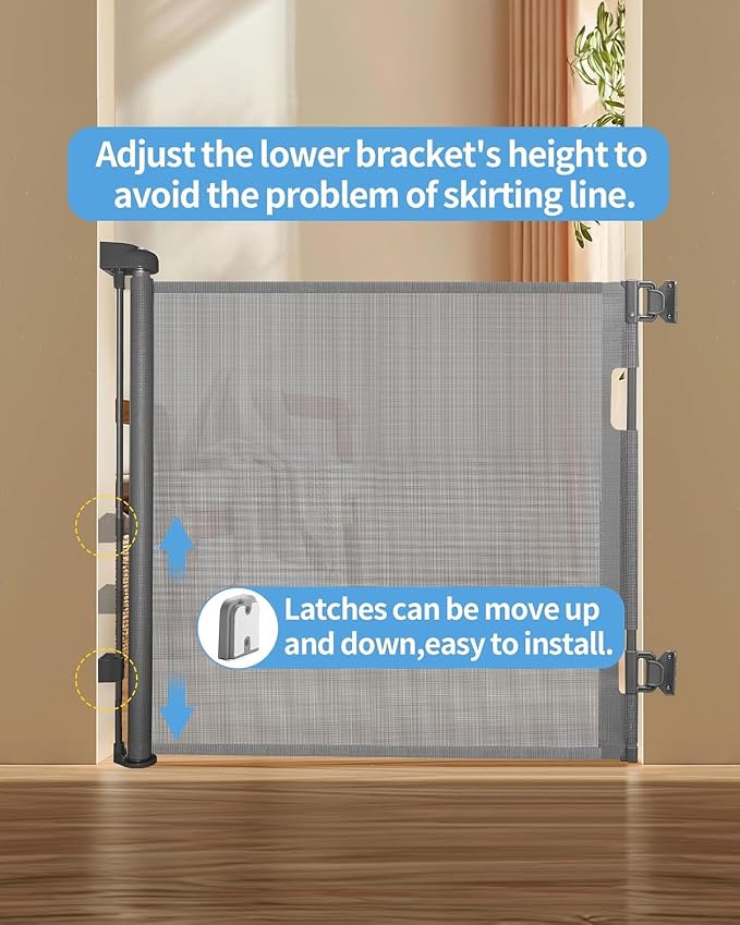 Retractable Baby Gate for Doorways and Stairs, Mesh Safety Gate for Pet - Image 3
