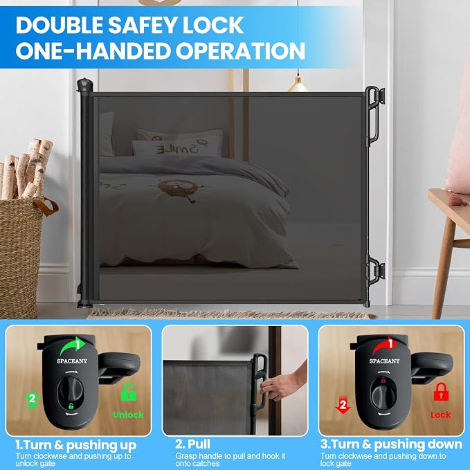 Retractable Safety Baby Gate or Mesh Dog Gate, Durable Portable Mesh - Image 5