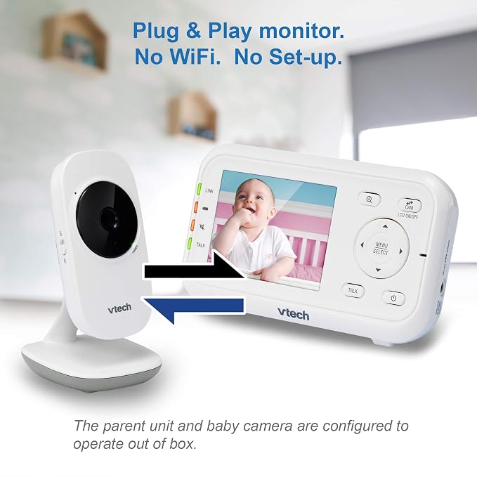 VTech Video Baby Monitor with 1000ft Long Range, Auto Night Vision, 2.8” Screen - Image 5
